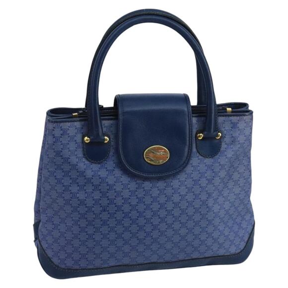 CELINE Macadam Canvas Hand Bag Blue Gold - Picture 1 of 12
